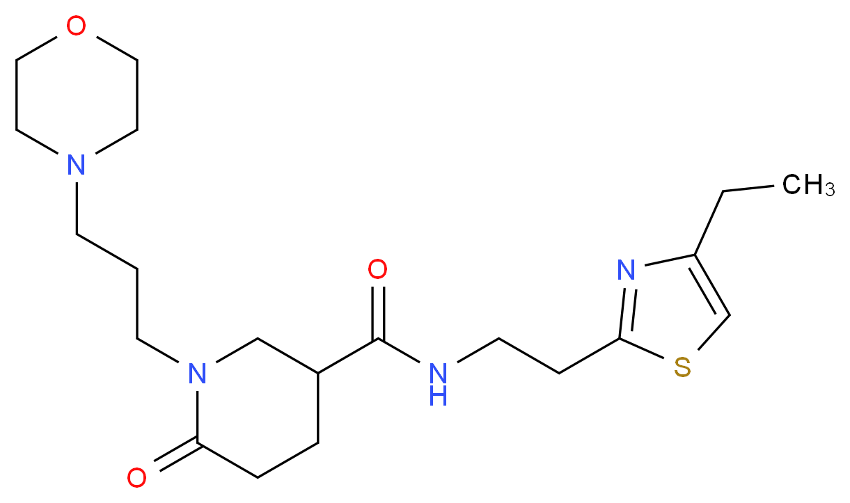 N-[2-(4-ethyl-1,3-thiazol-2-yl)ethyl]-1-[3-(4-morpholinyl)propyl]-6-oxo-3-piperidinecarboxamide_Molecular_structure_CAS_)