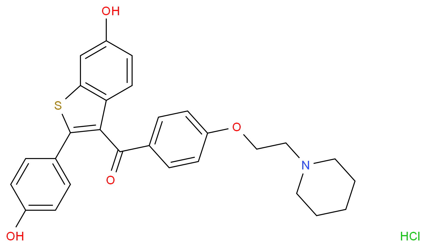(6-Hydroxy-2-(4-hydroxyphenyl)benzo[b]thiophen-3-yl)(4-(2-(piperidin-1-yl)ethoxy)phenyl)methanone hydrochloride_Molecular_structure_CAS_82640-04-8)