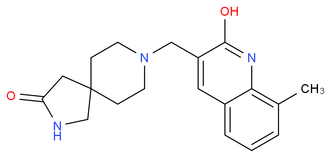 8-[(2-hydroxy-8-methylquinolin-3-yl)methyl]-2,8-diazaspiro[4.5]decan-3-one_Molecular_structure_CAS_)