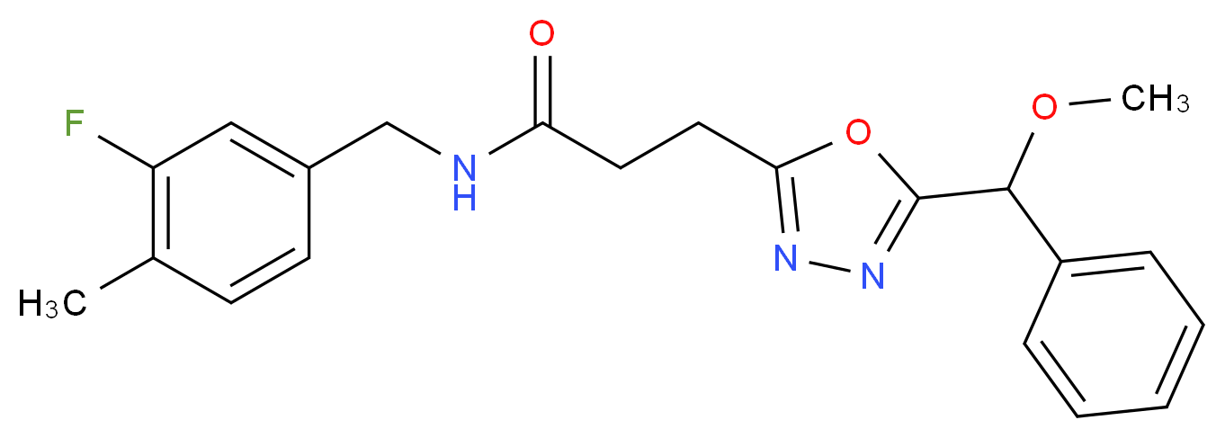 N-(3-fluoro-4-methylbenzyl)-3-{5-[methoxy(phenyl)methyl]-1,3,4-oxadiazol-2-yl}propanamide_Molecular_structure_CAS_)