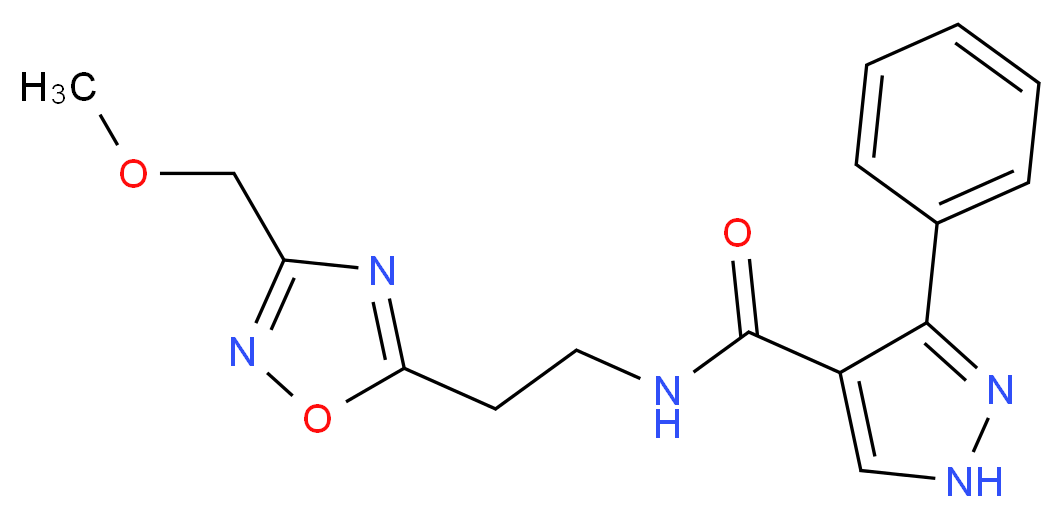 N-{2-[3-(methoxymethyl)-1,2,4-oxadiazol-5-yl]ethyl}-3-phenyl-1H-pyrazole-4-carboxamide_Molecular_structure_CAS_)