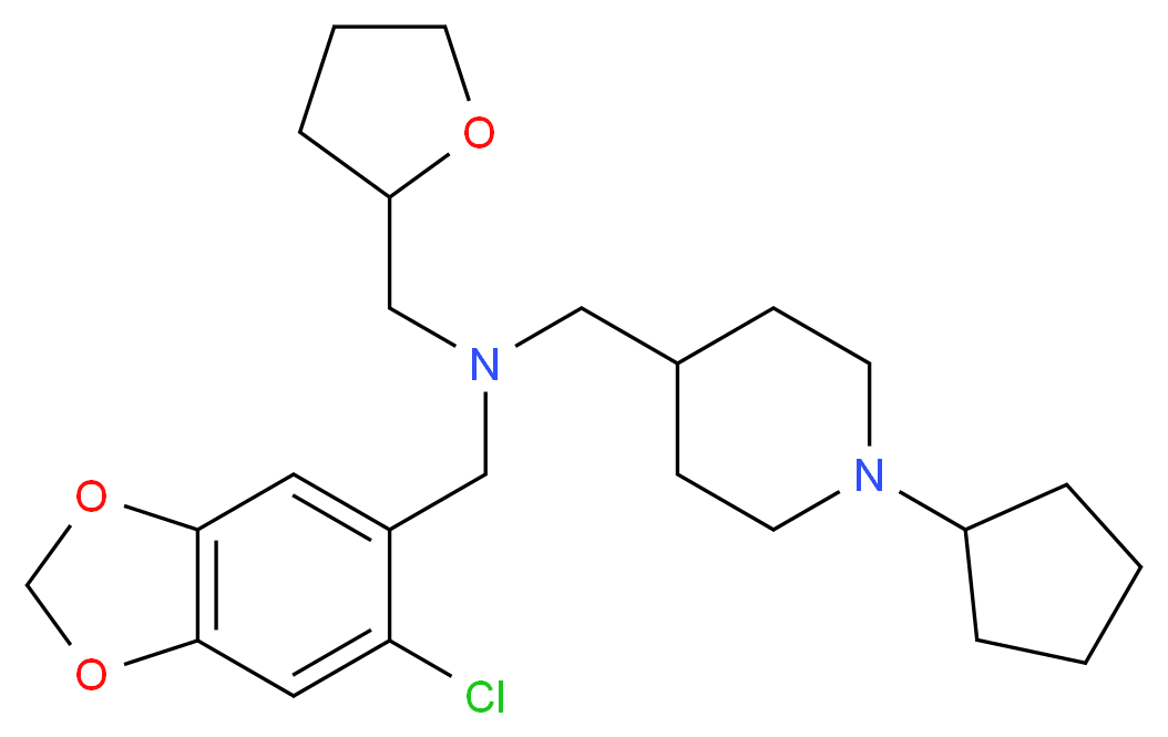 1-(6-chloro-1,3-benzodioxol-5-yl)-N-[(1-cyclopentyl-4-piperidinyl)methyl]-N-(tetrahydro-2-furanylmethyl)methanamine_Molecular_structure_CAS_)