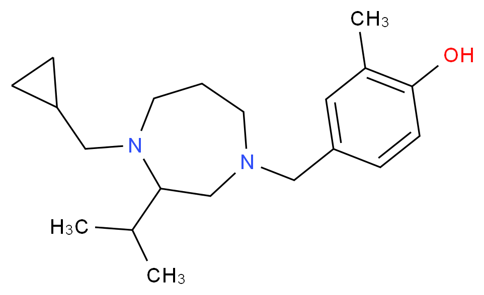 4-{[4-(cyclopropylmethyl)-3-isopropyl-1,4-diazepan-1-yl]methyl}-2-methylphenol_Molecular_structure_CAS_)