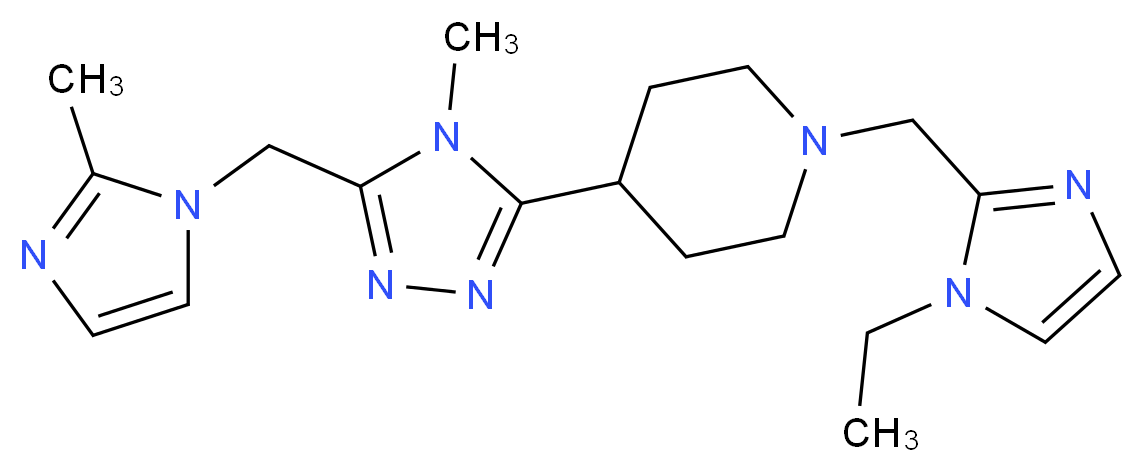 1-[(1-ethyl-1H-imidazol-2-yl)methyl]-4-{4-methyl-5-[(2-methyl-1H-imidazol-1-yl)methyl]-4H-1,2,4-triazol-3-yl}piperidine_Molecular_structure_CAS_)