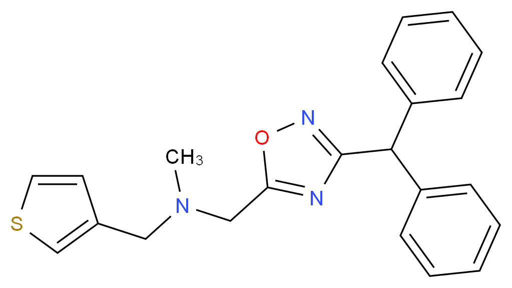 1-[3-(diphenylmethyl)-1,2,4-oxadiazol-5-yl]-N-methyl-N-(3-thienylmethyl)methanamine_Molecular_structure_CAS_)