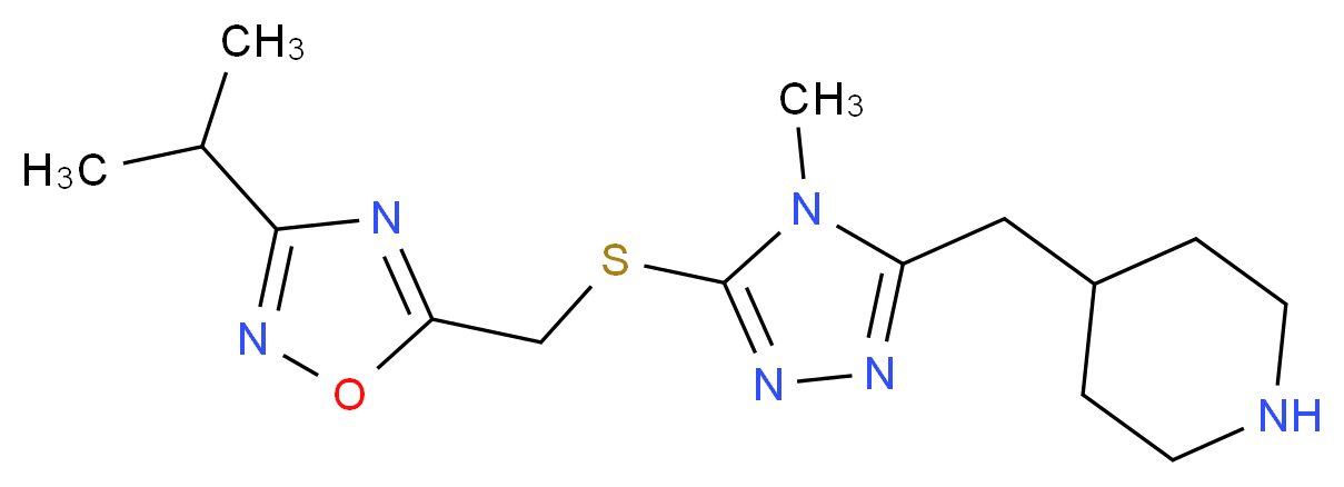 4-[(5-{[(3-isopropyl-1,2,4-oxadiazol-5-yl)methyl]thio}-4-methyl-4H-1,2,4-triazol-3-yl)methyl]piperidine_Molecular_structure_CAS_)