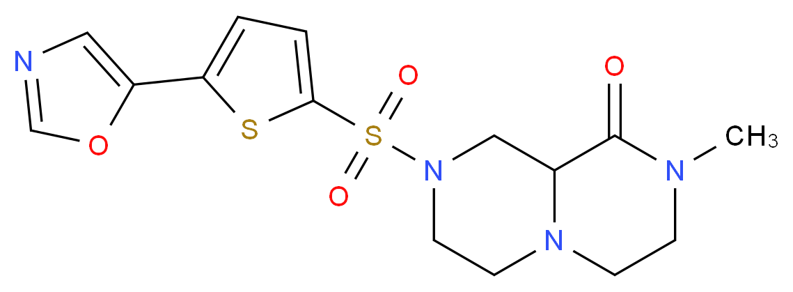 2-methyl-8-{[5-(1,3-oxazol-5-yl)-2-thienyl]sulfonyl}hexahydro-2H-pyrazino[1,2-a]pyrazin-1(6H)-one_Molecular_structure_CAS_)