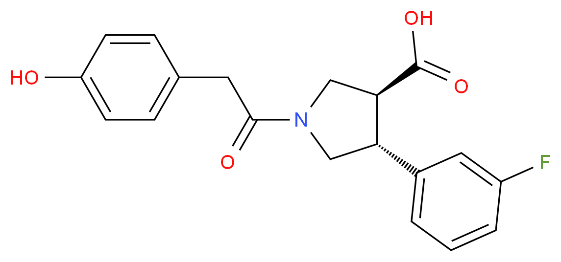 (3S*,4R*)-4-(3-fluorophenyl)-1-[(4-hydroxyphenyl)acetyl]pyrrolidine-3-carboxylic acid_Molecular_structure_CAS_)
