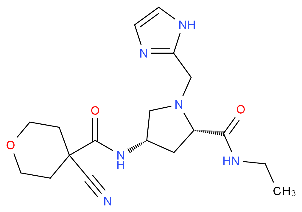 (4S)-4-{[(4-cyanotetrahydro-2H-pyran-4-yl)carbonyl]amino}-N-ethyl-1-(1H-imidazol-2-ylmethyl)-L-prolinamide_Molecular_structure_CAS_)