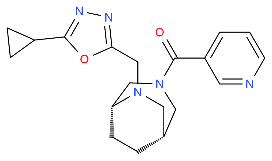 (1R*,5R*)-6-[(5-cyclopropyl-1,3,4-oxadiazol-2-yl)methyl]-3-(pyridin-3-ylcarbonyl)-3,6-diazabicyclo[3.2.2]nonane_Molecular_structure_CAS_)