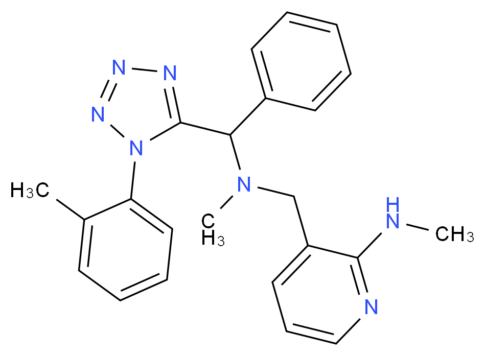 N-methyl-3-({methyl[[1-(2-methylphenyl)-1H-tetrazol-5-yl](phenyl)methyl]amino}methyl)pyridin-2-amine_Molecular_structure_CAS_)