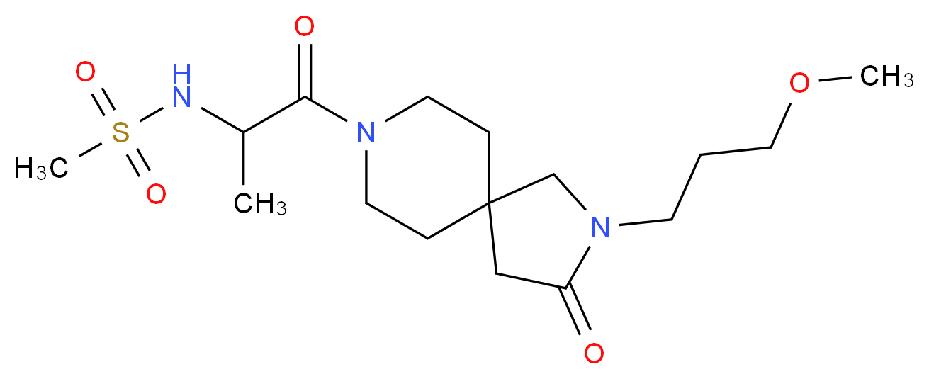 N-{2-[2-(3-methoxypropyl)-3-oxo-2,8-diazaspiro[4.5]dec-8-yl]-1-methyl-2-oxoethyl}methanesulfonamide (non-preferred name)_Molecular_structure_CAS_)