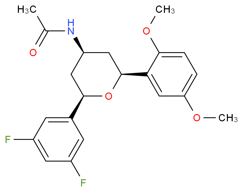 N-[(2R*,4R*,6S*)-2-(3,5-difluorophenyl)-6-(2,5-dimethoxyphenyl)tetrahydro-2H-pyran-4-yl]acetamide_Molecular_structure_CAS_)