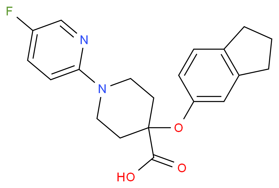 4-(2,3-dihydro-1H-inden-5-yloxy)-1-(5-fluoropyridin-2-yl)piperidine-4-carboxylic acid_Molecular_structure_CAS_)