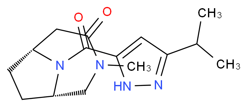 (1S*,6R*)-9-[(3-isopropyl-1H-pyrazol-5-yl)carbonyl]-3-methyl-3,9-diazabicyclo[4.2.1]nonan-4-one_Molecular_structure_CAS_)