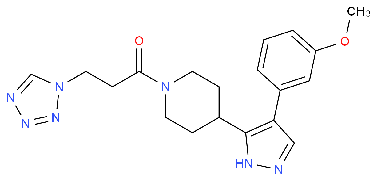 4-[4-(3-methoxyphenyl)-1H-pyrazol-5-yl]-1-[3-(1H-tetrazol-1-yl)propanoyl]piperidine_Molecular_structure_CAS_)