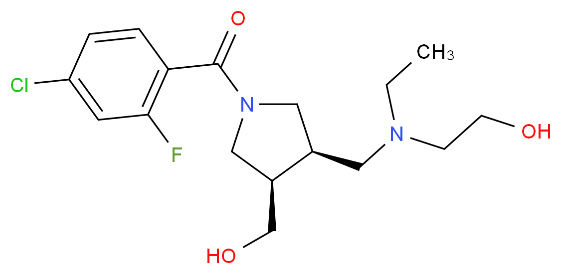 2-[{[(3R*,4R*)-1-(4-chloro-2-fluorobenzoyl)-4-(hydroxymethyl)pyrrolidin-3-yl]methyl}(ethyl)amino]ethanol_Molecular_structure_CAS_)