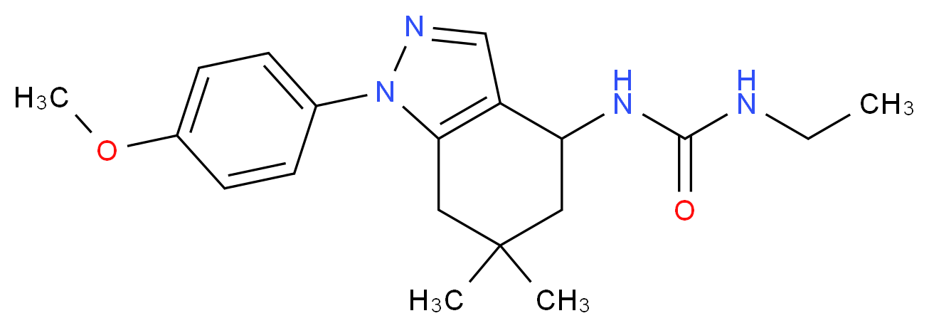 N-ethyl-N'-[1-(4-methoxyphenyl)-6,6-dimethyl-4,5,6,7-tetrahydro-1H-indazol-4-yl]urea_Molecular_structure_CAS_)