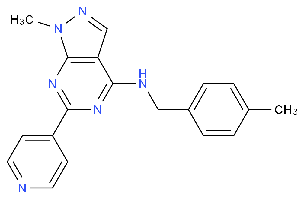 1-methyl-N-(4-methylbenzyl)-6-(4-pyridinyl)-1H-pyrazolo[3,4-d]pyrimidin-4-amine_Molecular_structure_CAS_)