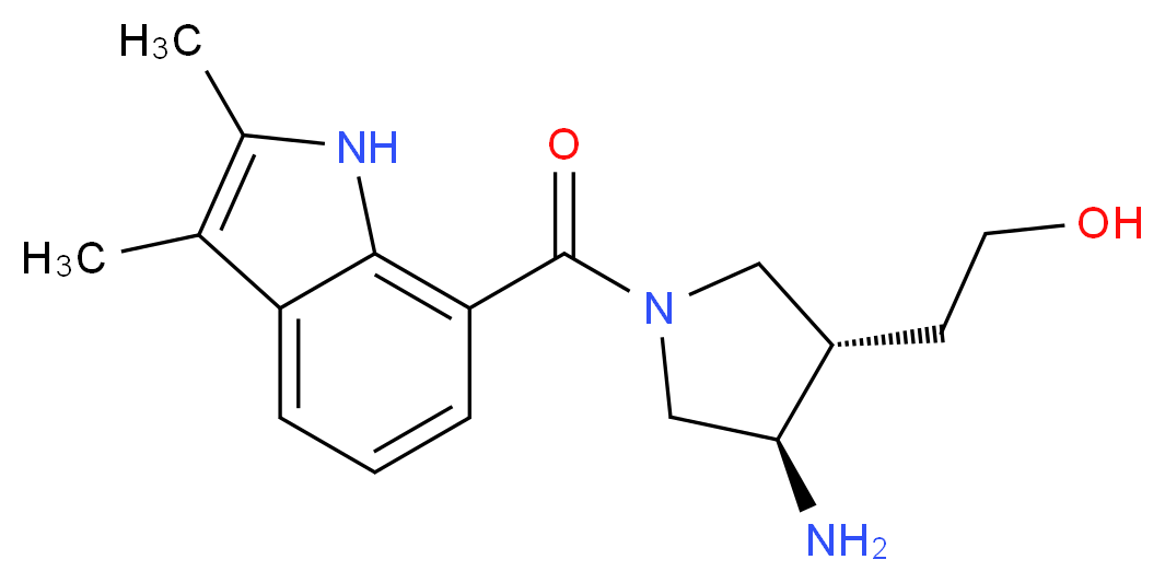 2-{(3S*,4R*)-4-amino-1-[(2,3-dimethyl-1H-indol-7-yl)carbonyl]pyrrolidin-3-yl}ethanol_Molecular_structure_CAS_)