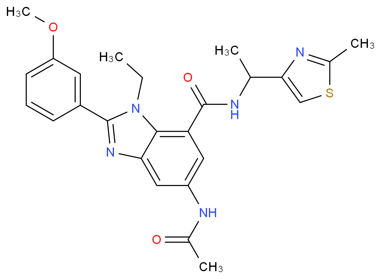 5-(acetylamino)-1-ethyl-2-(3-methoxyphenyl)-N-[1-(2-methyl-1,3-thiazol-4-yl)ethyl]-1H-benzimidazole-7-carboxamide_Molecular_structure_CAS_)