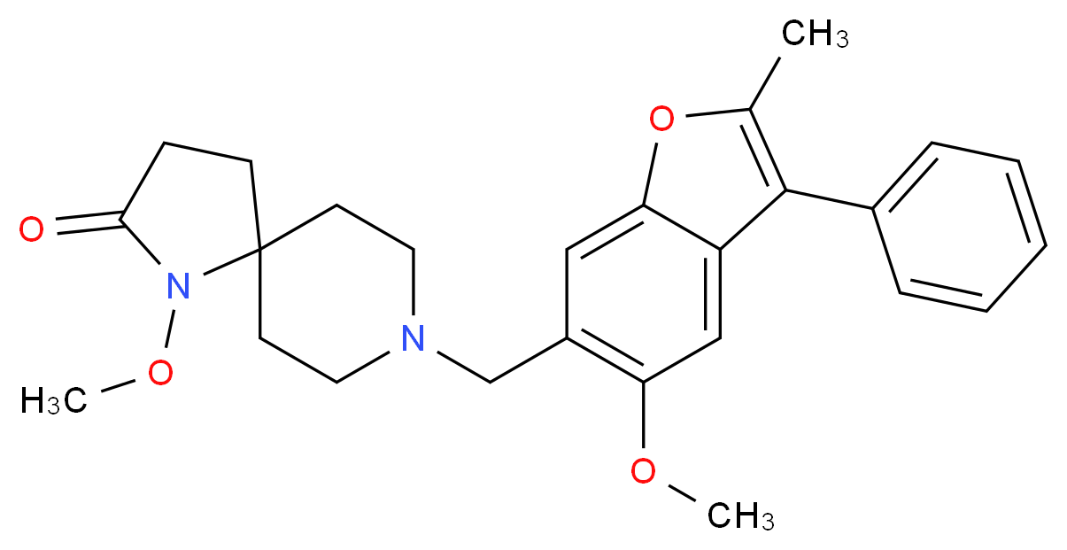 1-methoxy-8-[(5-methoxy-2-methyl-3-phenyl-1-benzofuran-6-yl)methyl]-1,8-diazaspiro[4.5]decan-2-one_Molecular_structure_CAS_)