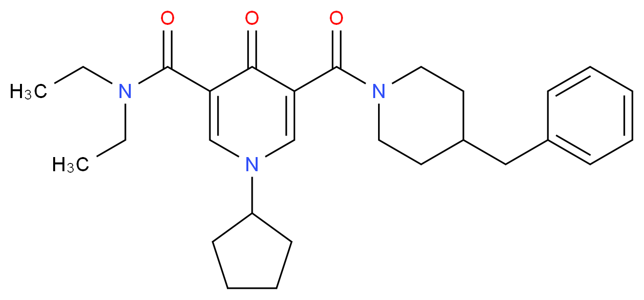 5-[(4-benzyl-1-piperidinyl)carbonyl]-1-cyclopentyl-N,N-diethyl-4-oxo-1,4-dihydro-3-pyridinecarboxamide_Molecular_structure_CAS_)