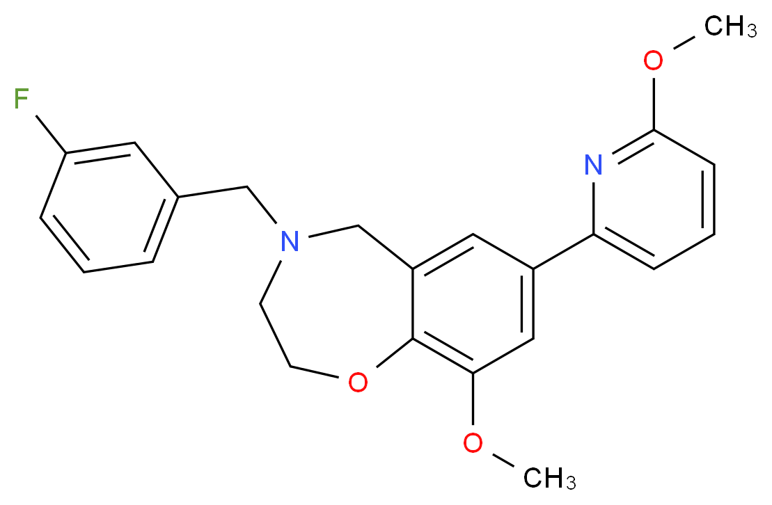 4-(3-fluorobenzyl)-9-methoxy-7-(6-methoxy-2-pyridinyl)-2,3,4,5-tetrahydro-1,4-benzoxazepine_Molecular_structure_CAS_)