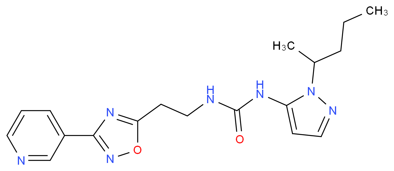 N-[1-(1-methylbutyl)-1H-pyrazol-5-yl]-N'-[2-(3-pyridin-3-yl-1,2,4-oxadiazol-5-yl)ethyl]urea_Molecular_structure_CAS_)