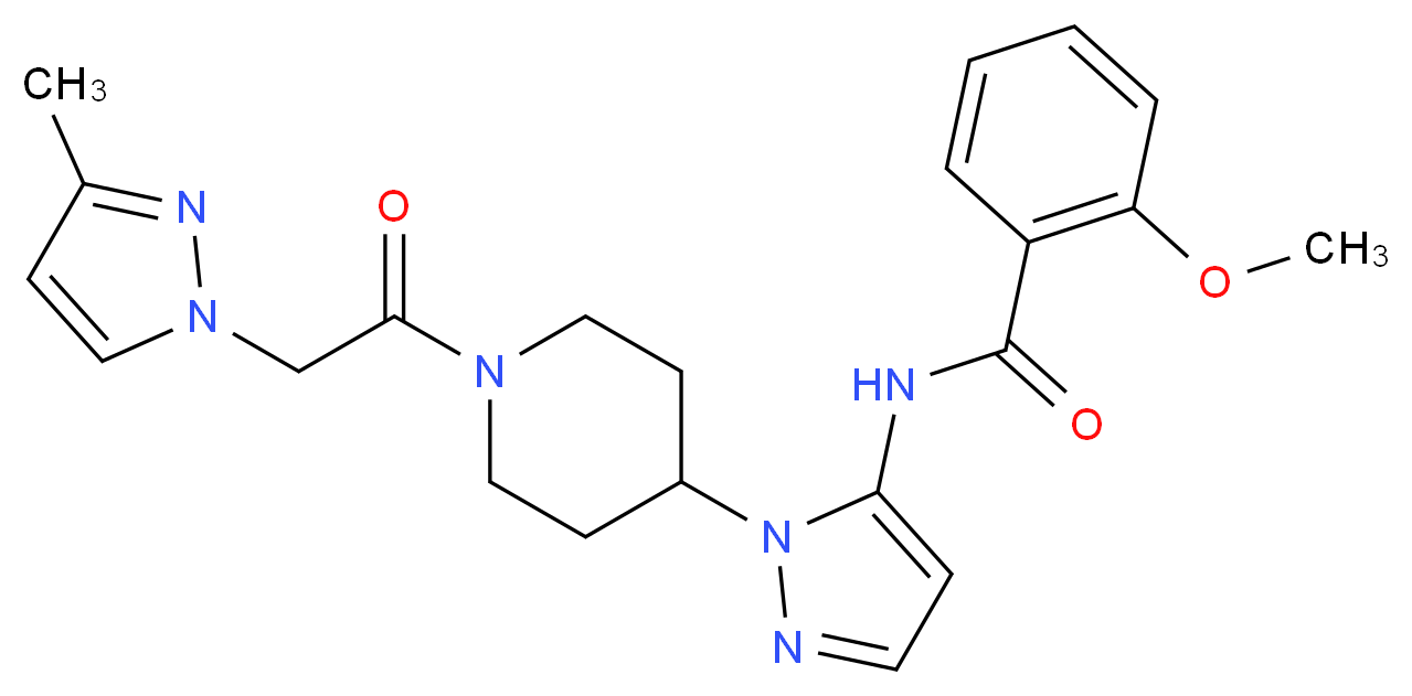 2-methoxy-N-(1-{1-[(3-methyl-1H-pyrazol-1-yl)acetyl]-4-piperidinyl}-1H-pyrazol-5-yl)benzamide_Molecular_structure_CAS_)