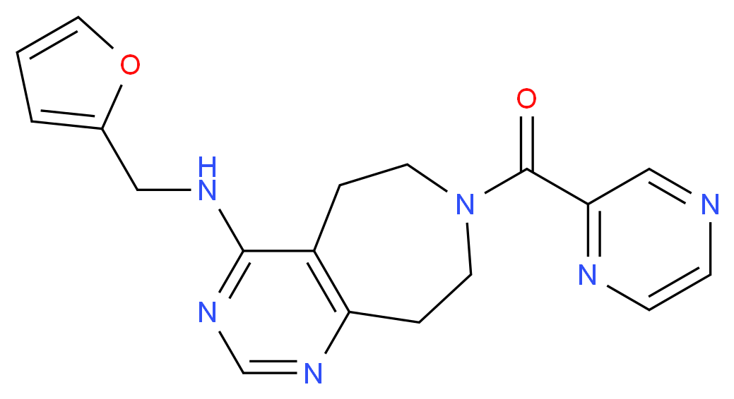 N-(2-furylmethyl)-7-(pyrazin-2-ylcarbonyl)-6,7,8,9-tetrahydro-5H-pyrimido[4,5-d]azepin-4-amine_Molecular_structure_CAS_)