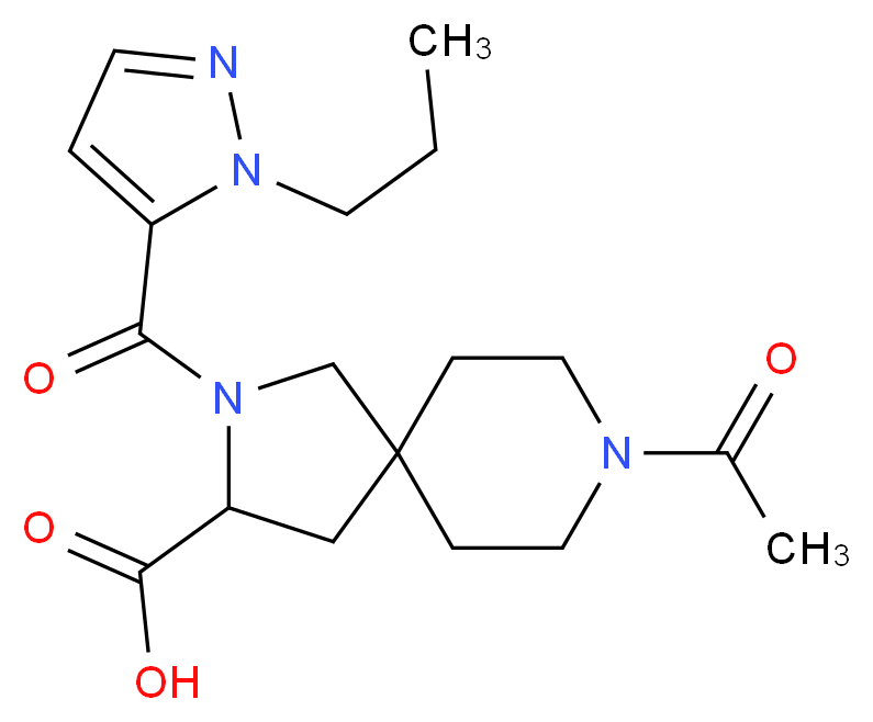 8-acetyl-2-[(1-propyl-1H-pyrazol-5-yl)carbonyl]-2,8-diazaspiro[4.5]decane-3-carboxylic acid_Molecular_structure_CAS_)