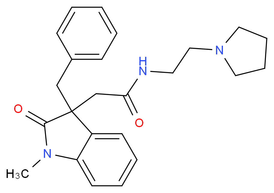 2-(3-benzyl-1-methyl-2-oxo-2,3-dihydro-1H-indol-3-yl)-N-(2-pyrrolidin-1-ylethyl)acetamide_Molecular_structure_CAS_)