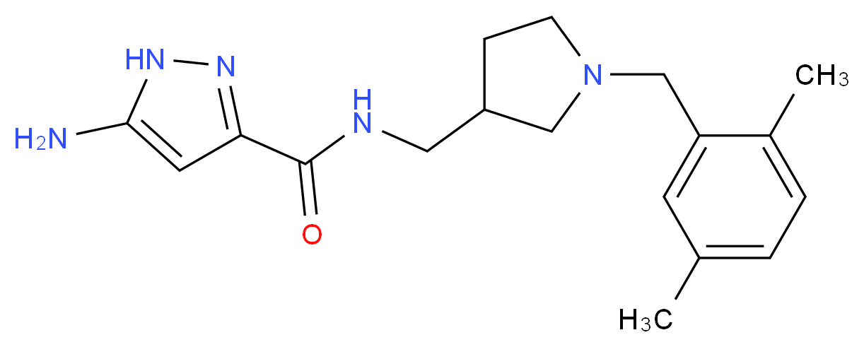 5-amino-N-{[1-(2,5-dimethylbenzyl)pyrrolidin-3-yl]methyl}-1H-pyrazole-3-carboxamide_Molecular_structure_CAS_)