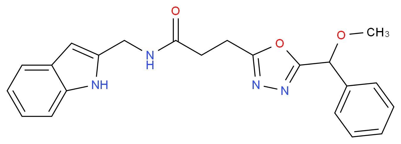 N-(1H-indol-2-ylmethyl)-3-{5-[methoxy(phenyl)methyl]-1,3,4-oxadiazol-2-yl}propanamide_Molecular_structure_CAS_)