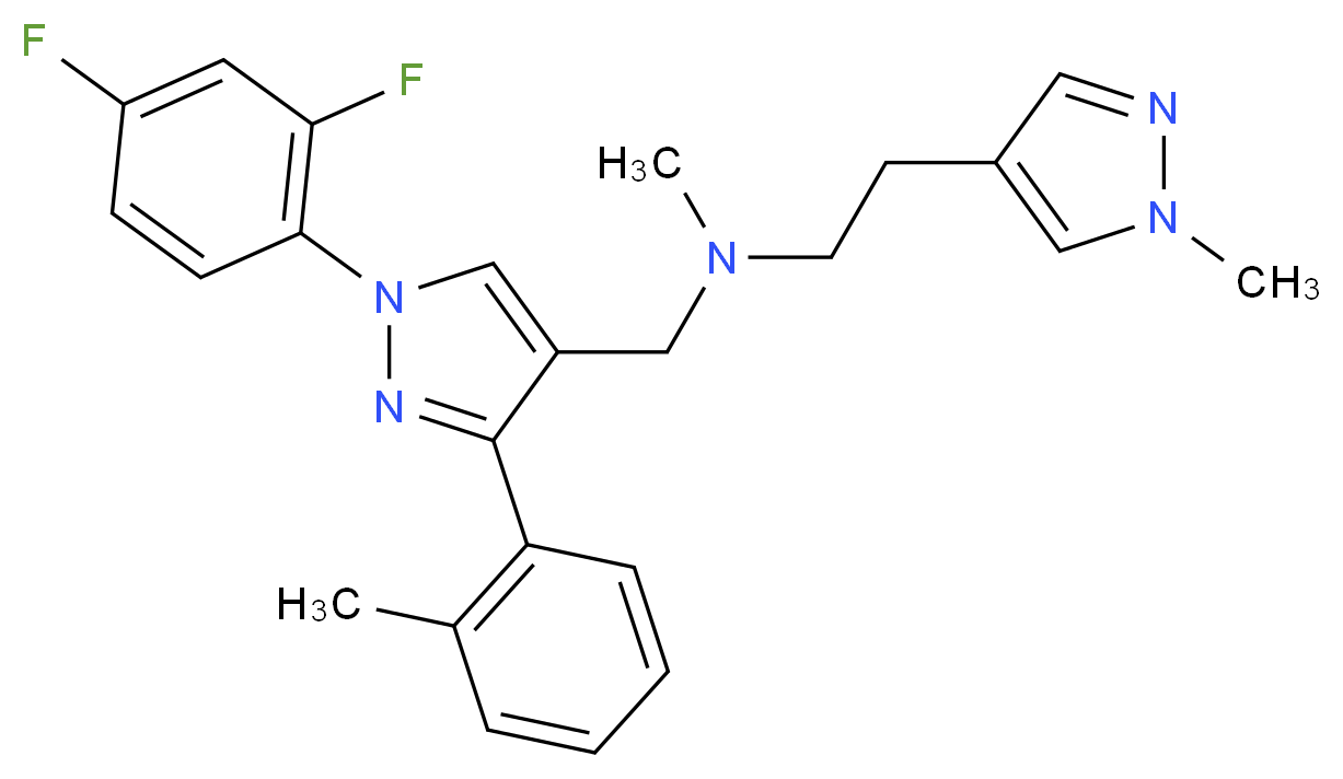 N-{[1-(2,4-difluorophenyl)-3-(2-methylphenyl)-1H-pyrazol-4-yl]methyl}-N-methyl-2-(1-methyl-1H-pyrazol-4-yl)ethanamine_Molecular_structure_CAS_)
