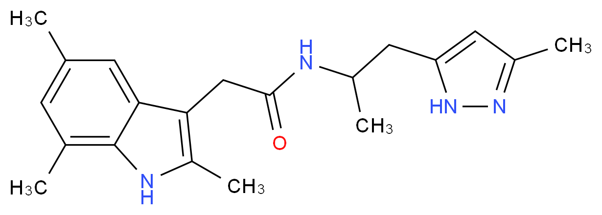 N-[1-methyl-2-(3-methyl-1H-pyrazol-5-yl)ethyl]-2-(2,5,7-trimethyl-1H-indol-3-yl)acetamide_Molecular_structure_CAS_)