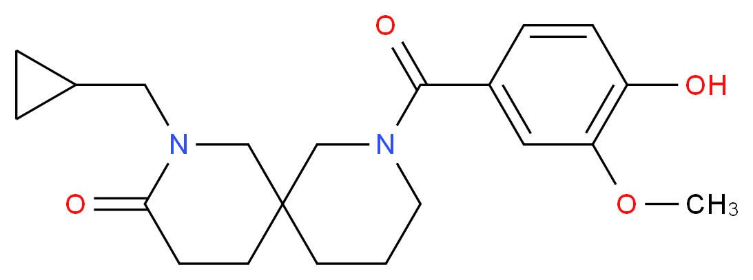 2-(cyclopropylmethyl)-8-(4-hydroxy-3-methoxybenzoyl)-2,8-diazaspiro[5.5]undecan-3-one_Molecular_structure_CAS_)