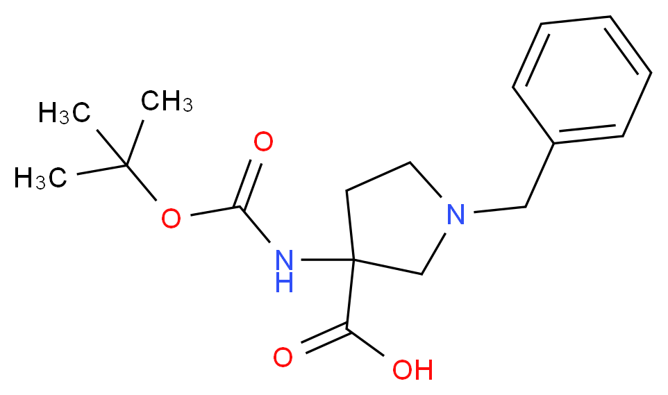 1-Benzyl-3-(tert-butoxycarbonylamino)pyrrolidine-3-carboxylic acid_Molecular_structure_CAS_1027511-74-5)