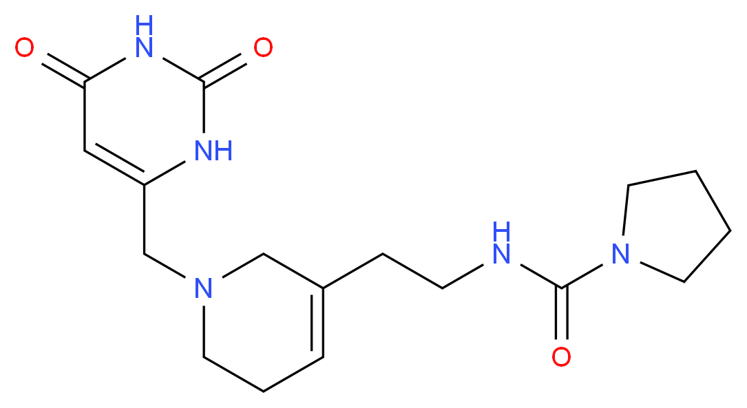 N-(2-{1-[(2,6-dioxo-1,2,3,6-tetrahydropyrimidin-4-yl)methyl]-1,2,5,6-tetrahydropyridin-3-yl}ethyl)pyrrolidine-1-carboxamide_Molecular_structure_CAS_)