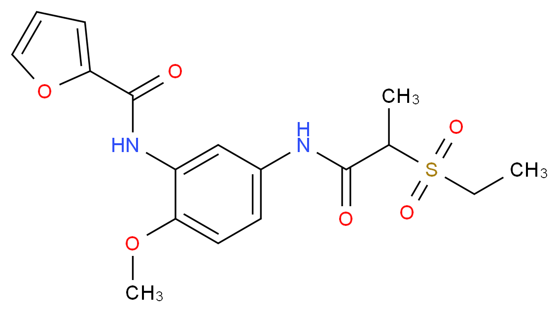 N-(5-{[2-(ethylsulfonyl)propanoyl]amino}-2-methoxyphenyl)-2-furamide_Molecular_structure_CAS_)