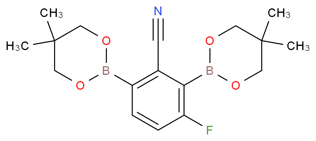 2-Cyano-4-fluorobenzene-1,3-diboronic acid, neopentyl glycol diester_Molecular_structure_CAS_)