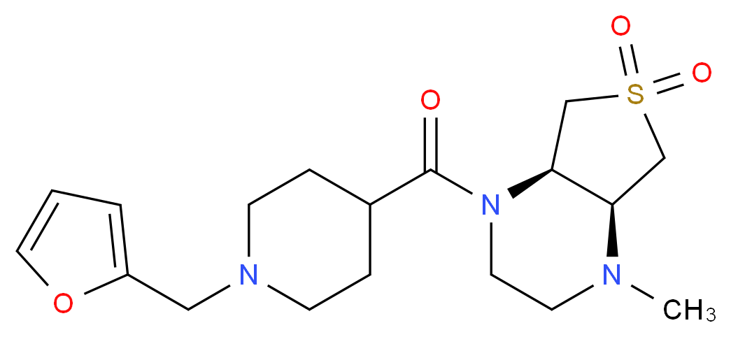 (4aS*,7aR*)-1-{[1-(2-furylmethyl)-4-piperidinyl]carbonyl}-4-methyloctahydrothieno[3,4-b]pyrazine 6,6-dioxide_Molecular_structure_CAS_)