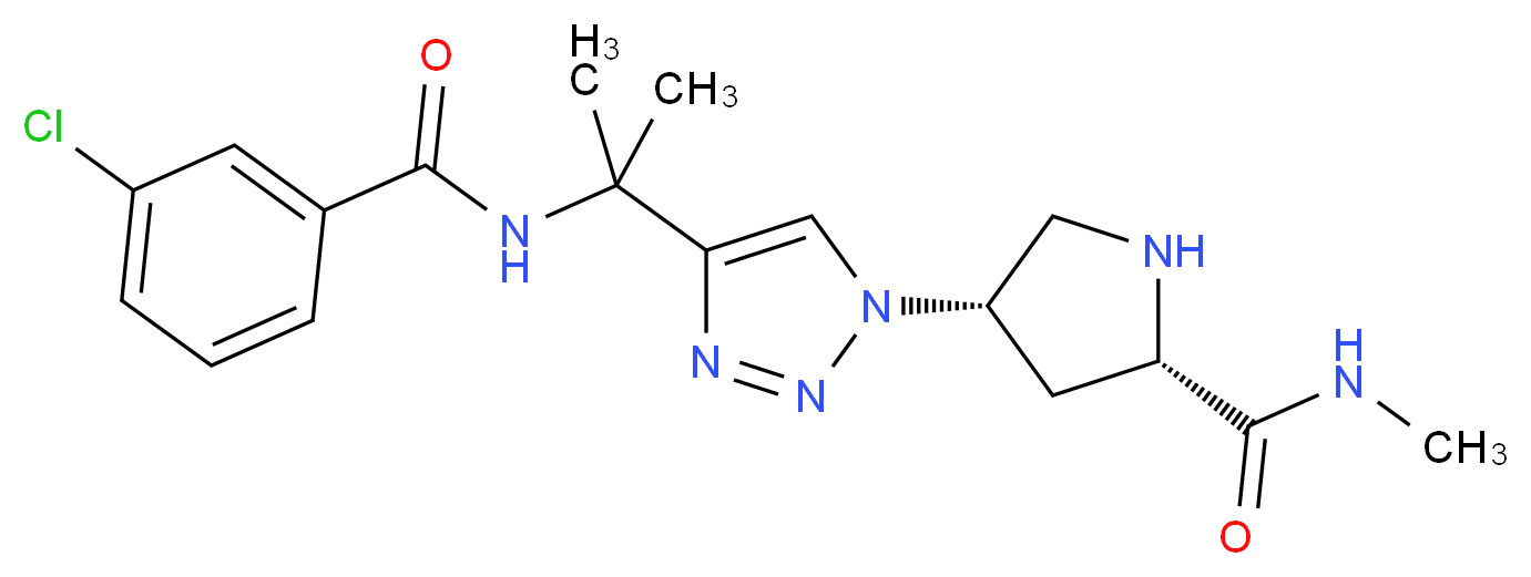 (4S)-4-(4-{1-[(3-chlorobenzoyl)amino]-1-methylethyl}-1H-1,2,3-triazol-1-yl)-N-methyl-L-prolinamide_Molecular_structure_CAS_)