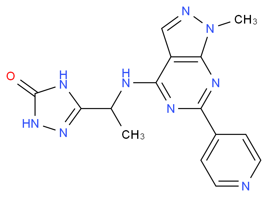 5-(1-{[1-methyl-6-(4-pyridinyl)-1H-pyrazolo[3,4-d]pyrimidin-4-yl]amino}ethyl)-2,4-dihydro-3H-1,2,4-triazol-3-one_Molecular_structure_CAS_)