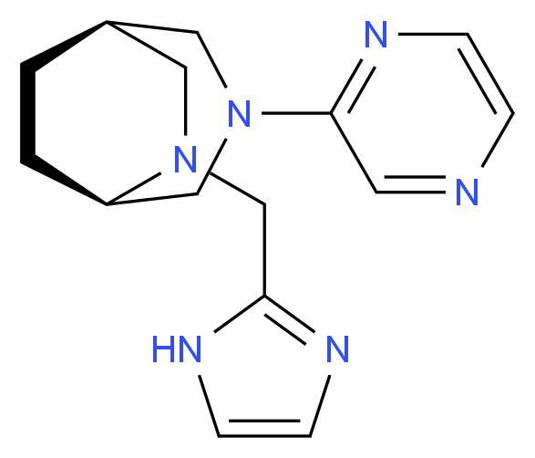 (1R*,5R*)-6-(1H-imidazol-2-ylmethyl)-3-(2-pyrazinyl)-3,6-diazabicyclo[3.2.2]nonane_Molecular_structure_CAS_)