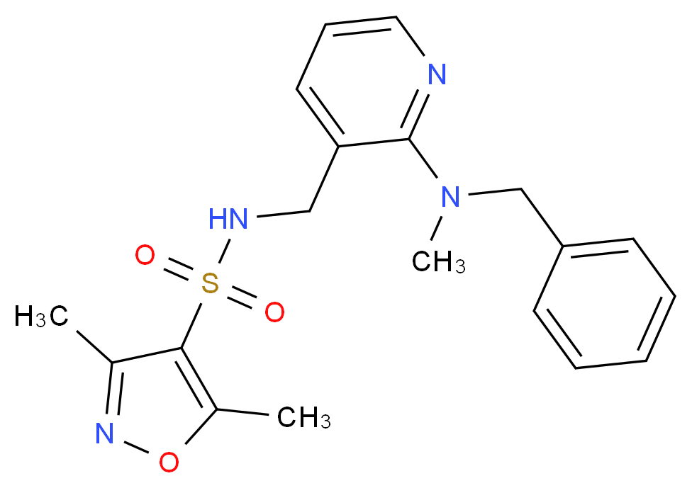 N-({2-[benzyl(methyl)amino]-3-pyridinyl}methyl)-3,5-dimethyl-4-isoxazolesulfonamide_Molecular_structure_CAS_)
