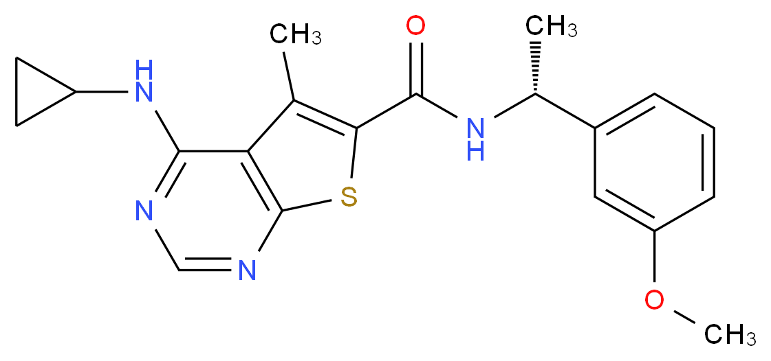 4-(cyclopropylamino)-N-[(1R)-1-(3-methoxyphenyl)ethyl]-5-methylthieno[2,3-d]pyrimidine-6-carboxamide_Molecular_structure_CAS_)