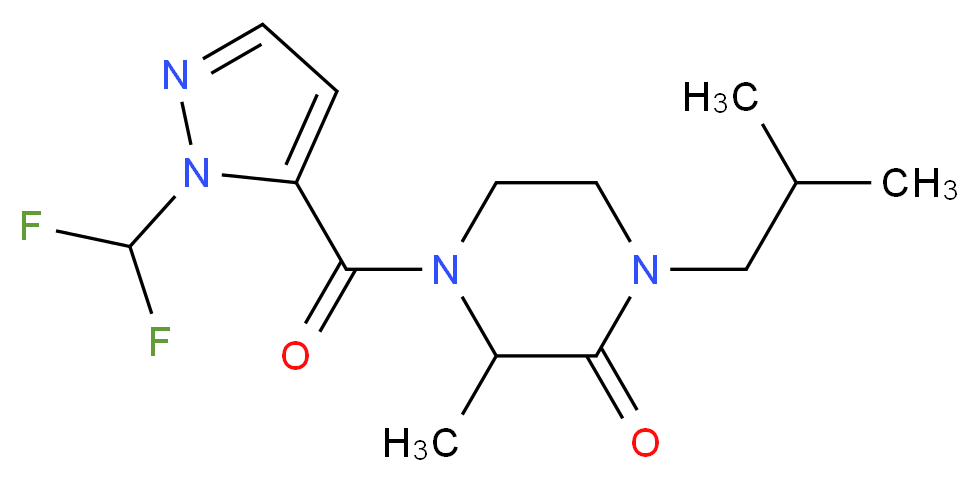 4-{[1-(difluoromethyl)-1H-pyrazol-5-yl]carbonyl}-1-isobutyl-3-methyl-2-piperazinone_Molecular_structure_CAS_)