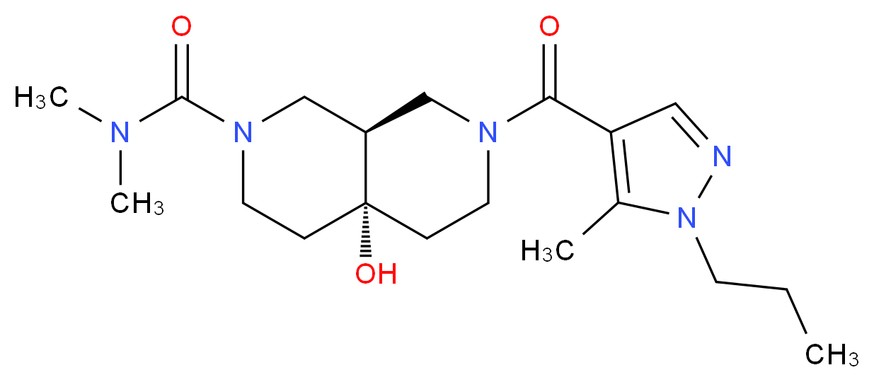 (4aR*,8aR*)-4a-hydroxy-N,N-dimethyl-7-[(5-methyl-1-propyl-1H-pyrazol-4-yl)carbonyl]octahydro-2,7-naphthyridine-2(1H)-carboxamide_Molecular_structure_CAS_)
